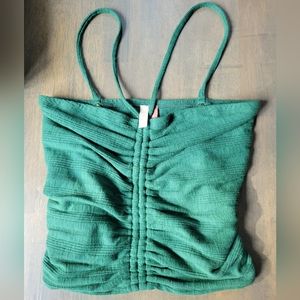 Anthropologie Pilcro Green Ruched Ribbed Halter Top Size Small